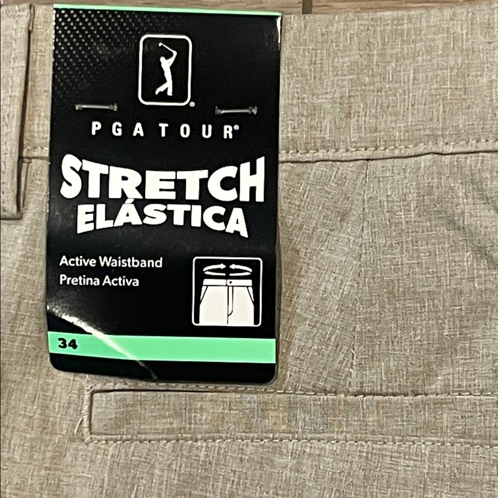 NWT PGA Tour Men’s Khaki Shorts Waist Size 34 Golf Athletic Lightweight - Picture 12 of 12